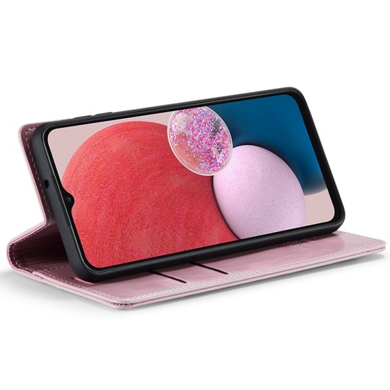 Etui z klapką CASEME do Samsung Galaxy A13 4G/5G / A04S, Waxy Textured, różowe