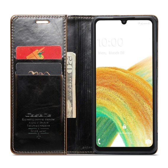 Etui z klapką CASEME do Samsung Galaxy A33 5G, Waxy Textured, kawowe