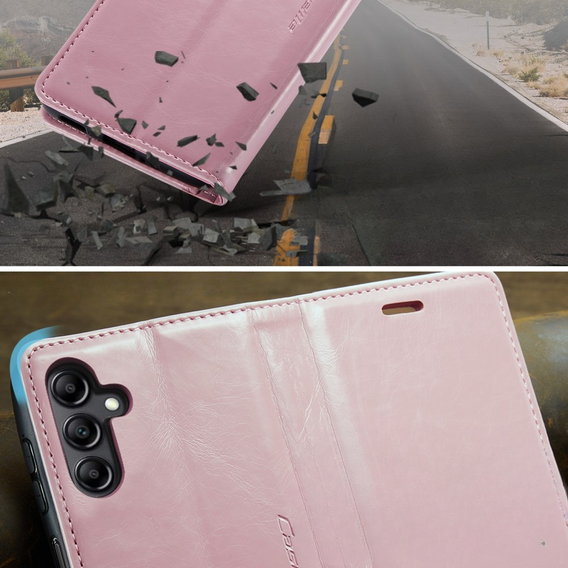 Etui z klapką CASEME do Samsung Galaxy A34 5G, Waxy Textured, różowe