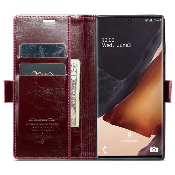 Etui z klapką CASEME do Samsung Galaxy Note 20 Ultra, Waxy Textured, czerwone