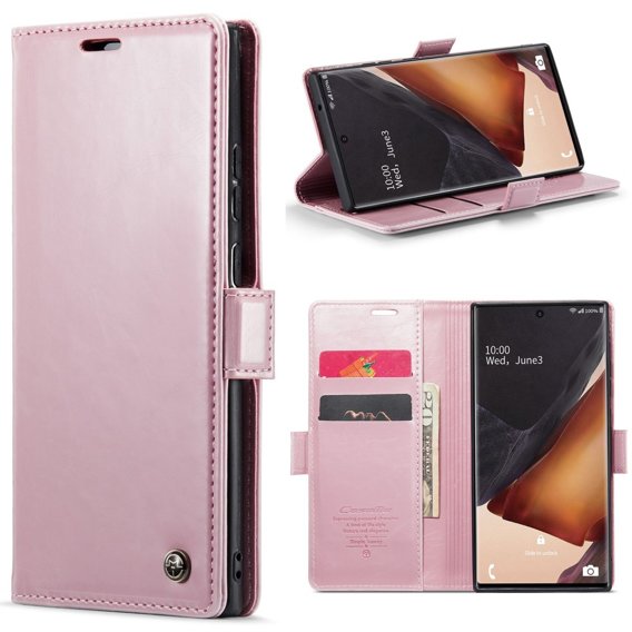 Etui z klapką CASEME do Samsung Galaxy Note 20 Ultra, Waxy Textured, różowe