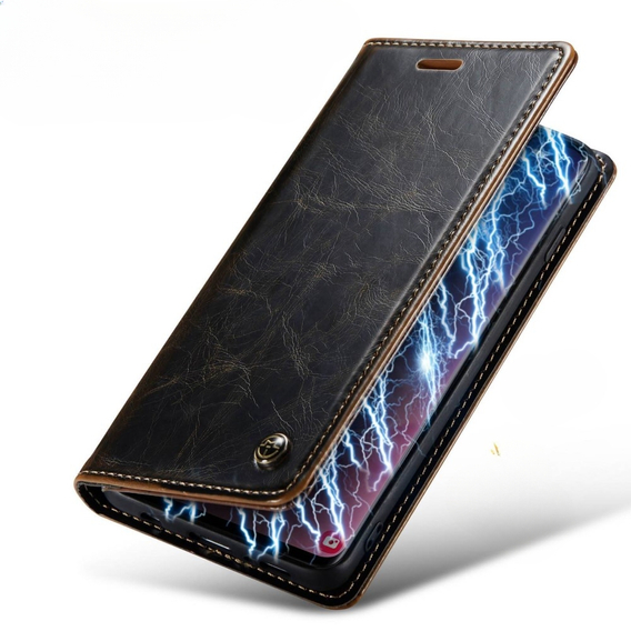 Etui z klapką CASEME do Samsung Galaxy S10+ Plus, Waxy Textured, kawowe