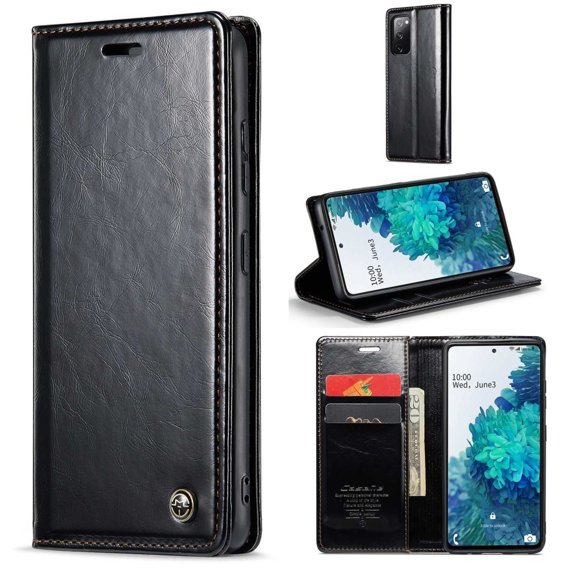 Etui z klapką CASEME do Samsung Galaxy S20 FE / 5G, Waxy Textured, czarne
