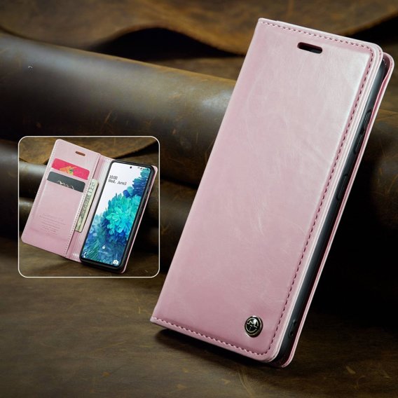 Etui z klapką CASEME do Samsung Galaxy S20 FE / 5G, Waxy Textured, różowe rose gold