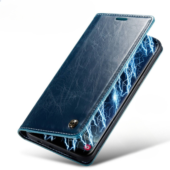 Etui z klapką CASEME do Samsung Galaxy S8, Waxy Textured, niebieskie