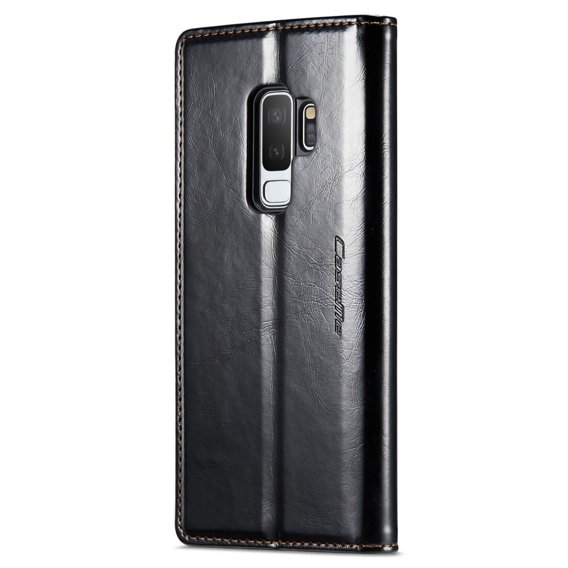 Etui z klapką CASEME do Samsung Galaxy S9+ Plus, Waxy Textured, czarne