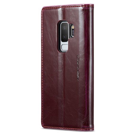 Etui z klapką CASEME do Samsung Galaxy S9+ Plus, Waxy Textured, czerwone