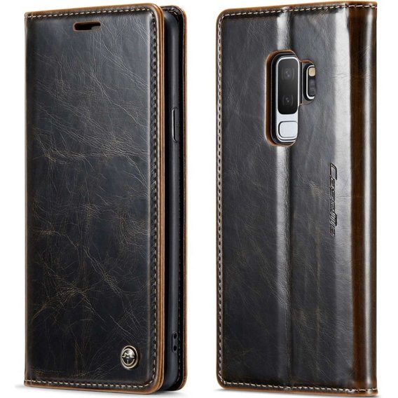 Etui z klapką CASEME do Samsung Galaxy S9+ Plus, Waxy Textured, kawowe