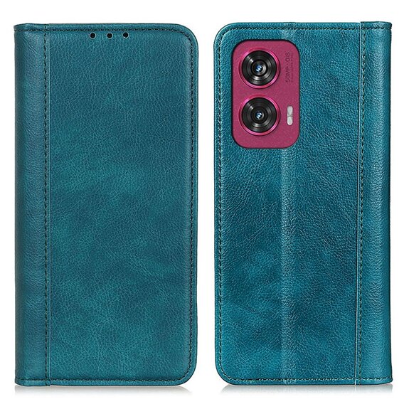 Etui z klapką do Motorola Edge 50 Fusion 5G, Split Leather, zielone