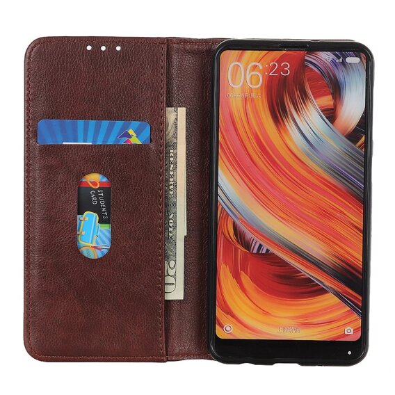 Etui z klapką do Motorola Edge 50 Pro, Split Leather, brązowe