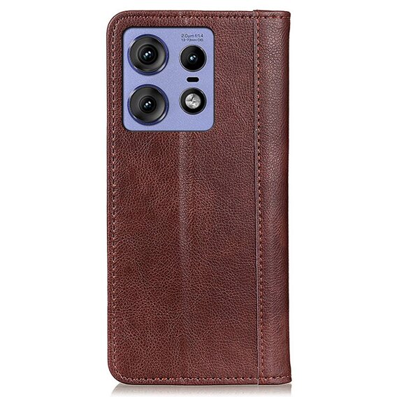 Etui z klapką do Motorola Edge 50 Pro, Split Leather, brązowe