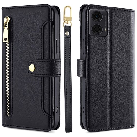 Etui z klapką do Motorola Moto G04 / G24 / G24 Power, Wallet Zipper Pocket, czarne