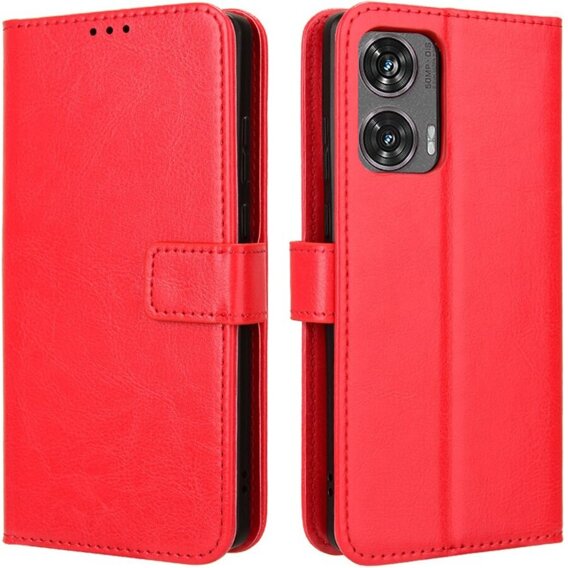 Etui z klapką do Motorola Moto G85, Crazy Horse Wallet, czerwone