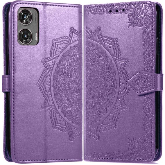 Etui z klapką do Motorola Moto G85, Mandala, fioletowe