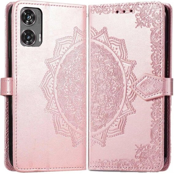 Etui z klapką do Motorola Moto G85, Mandala, różowe