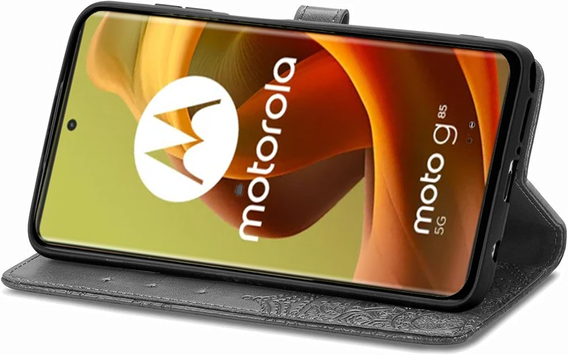 Etui z klapką do Motorola Moto G85, Mandala, szare