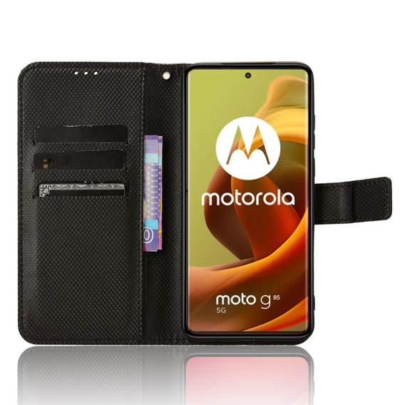 Etui z klapką do Motorola Moto G85, Wallet Smart Magnet, czarne