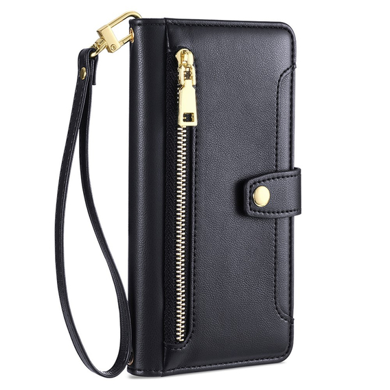 Etui z klapką do Nokia G42, Wallet Zipper Pocket, czarne