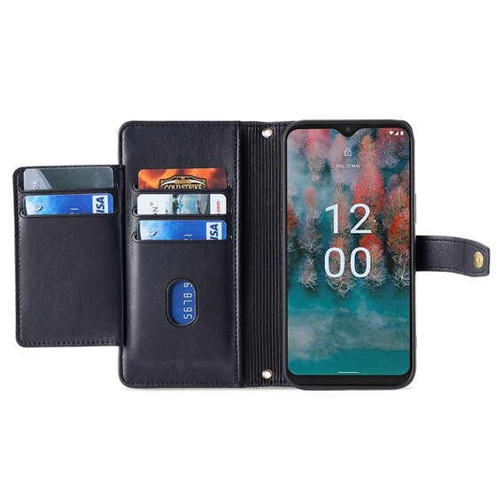 Etui z klapką do Nokia G42, Wallet Zipper Pocket, czarne