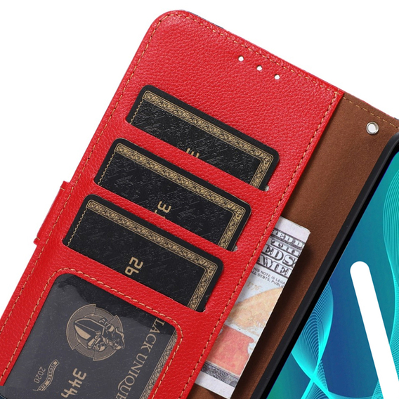Etui z klapką do Nokia G60 5G, KHAZNEH RFID Case, Dual Color, czerwone