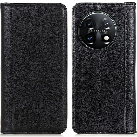 Etui z klapką do OnePlus 11 5G, Split Leather, czarne
