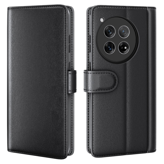 Etui z klapką do OnePlus 12 5G, Split Leather, czarne