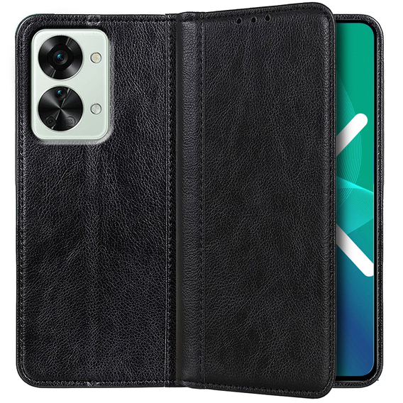 Etui z klapką do OnePlus Nord 2T 5G, Split Leather, Czarne