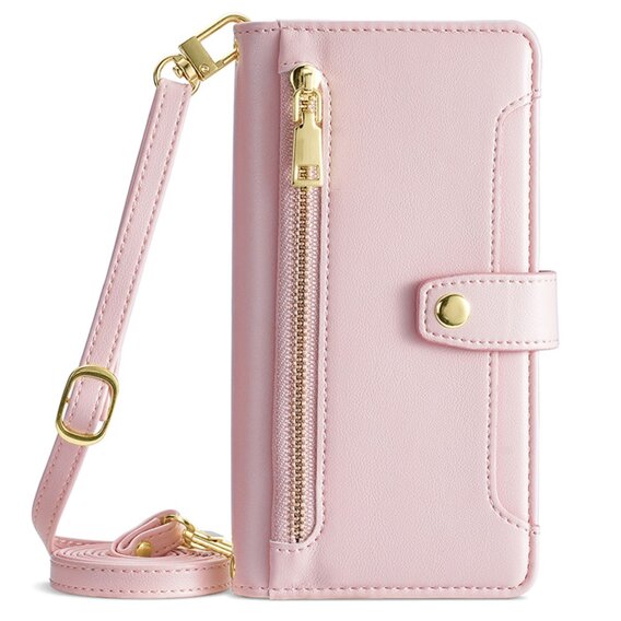 Etui z klapką do Oppo A38 / A18 4G, Wallet Zipper Pocket, różowe