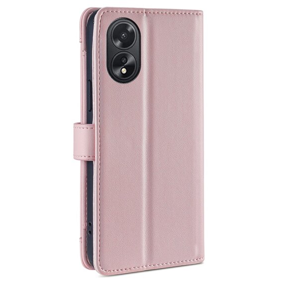 Etui z klapką do Oppo A38 / A18 4G, Wallet Zipper Pocket, różowe