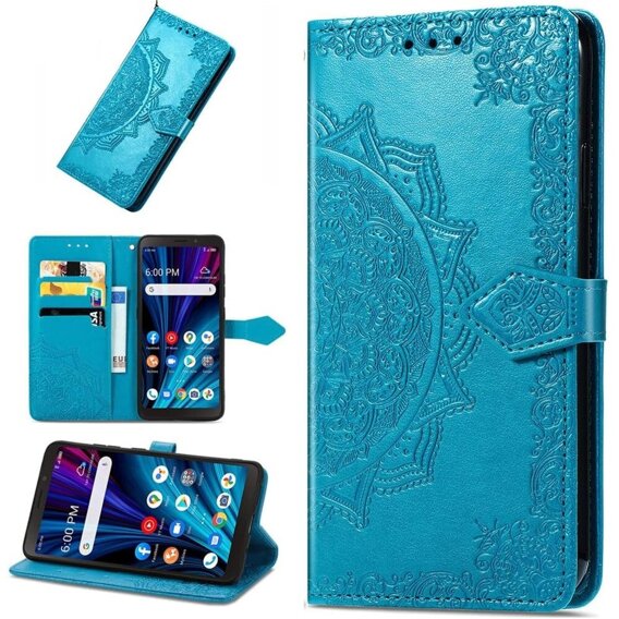 Etui z klapką do Oppo A80, Mandala, niebieskie