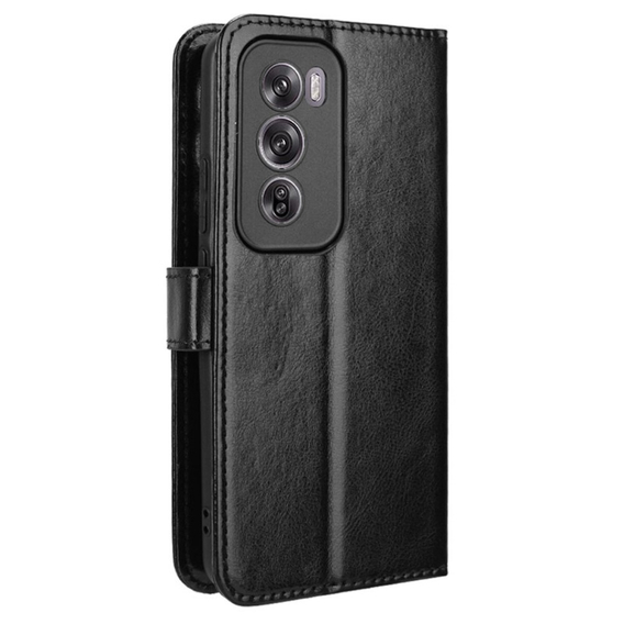 Etui z klapką do Oppo Reno 12, Crazy Horse Wallet, czarne