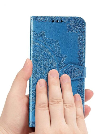 Etui z klapką do Oppo Reno 12, Mandala, niebieskie