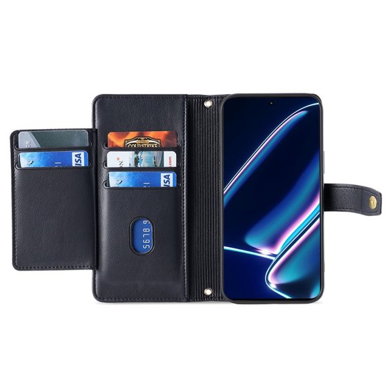 Etui z klapką do Realme 11 Pro 5G / Pro+ 5G, Wallet Zipper Pocket, czarne