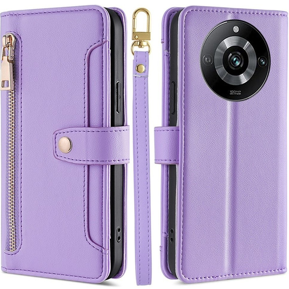 Etui z klapką do Realme 11 Pro 5G / Pro+ 5G, Wallet Zipper Pocket, fioletowe