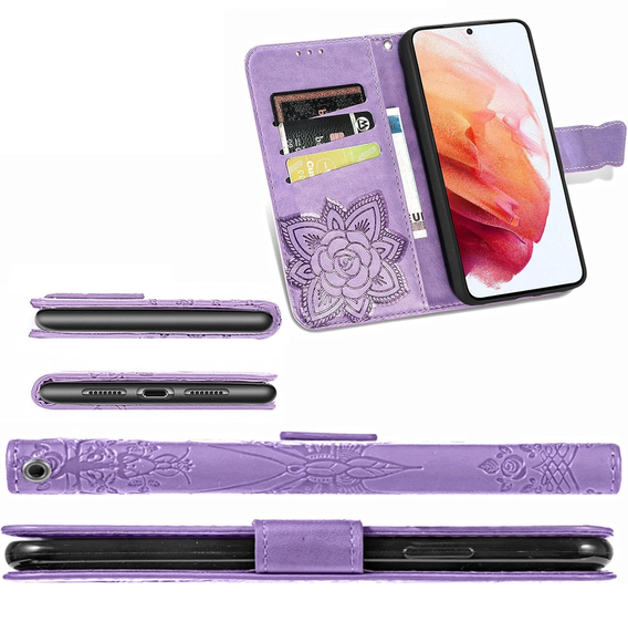 Etui z klapką do Realme 12 Pro 5G / 12 Pro+ 5G, Butterfly, fioletowe