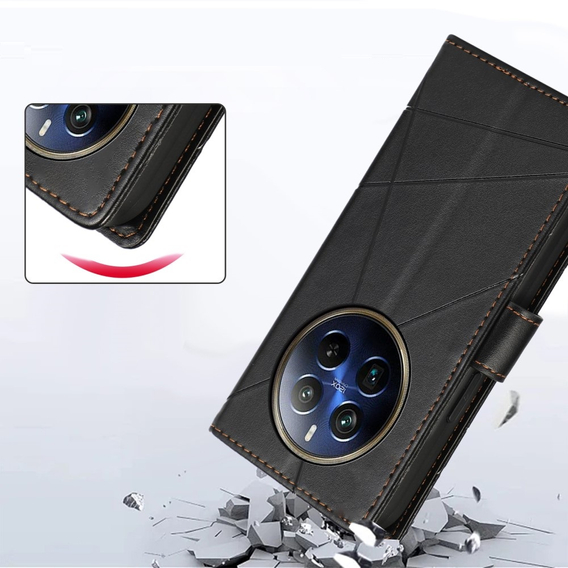 Etui z klapką do Realme 12 Pro 5G / 12 Pro+ 5G, Leather Line Wallet, czarne