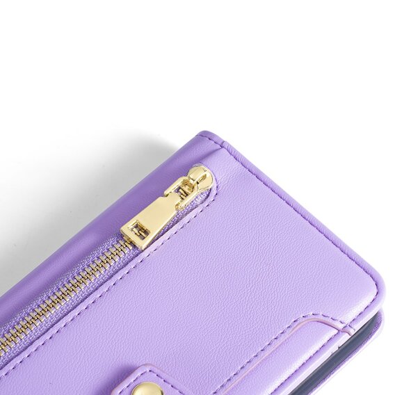 Etui z klapką do Realme 12, Wallet Zipper Pocket, fioletowe