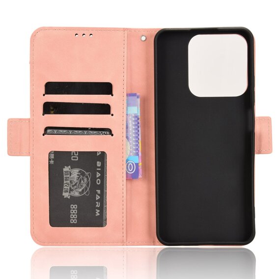 Etui z klapką do Realme C61, Card Slot, różowe