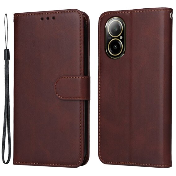 Etui z klapką do Realme C67, Leather Wallet, brązowe