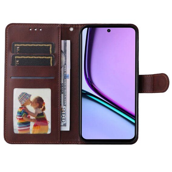 Etui z klapką do Realme C67, Leather Wallet, brązowe