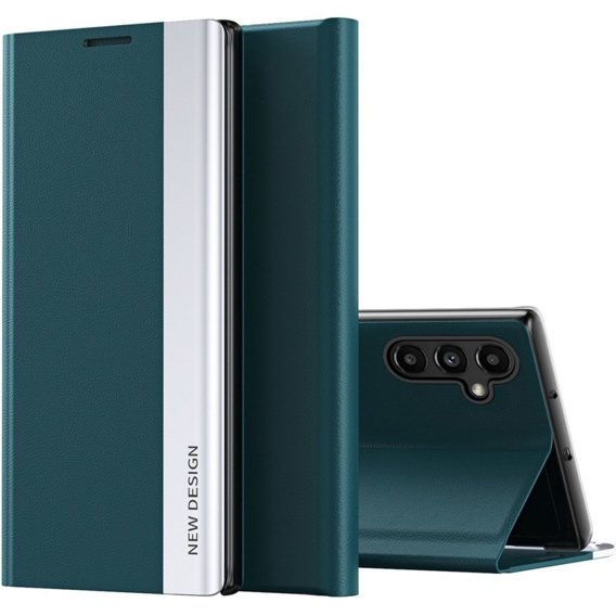Etui z klapką do Samsung Galaxy A14 4G/5G, Side Magnetic, zielone