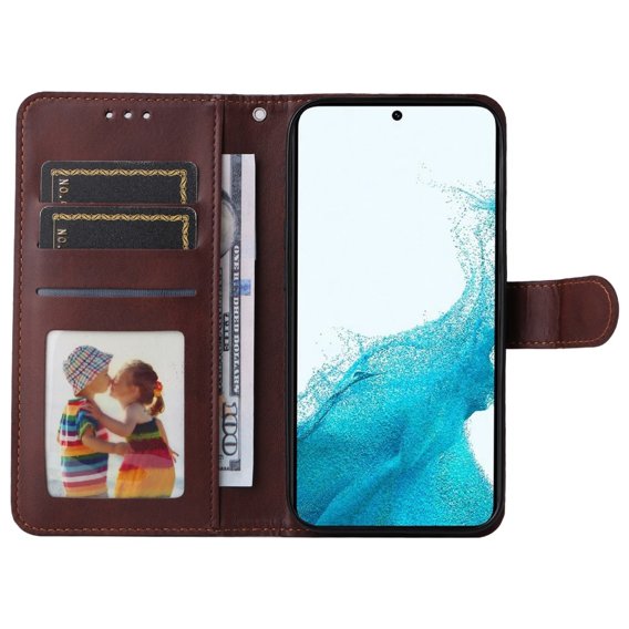 Etui z klapką do Samsung Galaxy A34 5G, Leather Wallet, brązowe