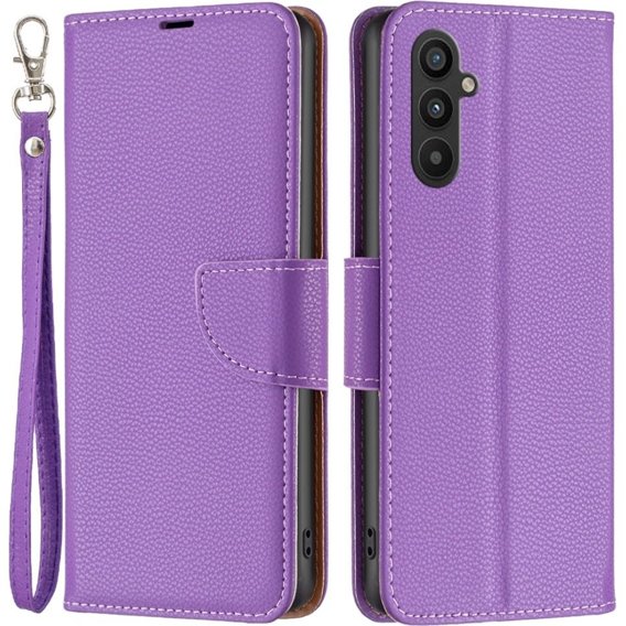 Etui z klapką do Samsung Galaxy A34 5G, Wallet Litchi Magnet, fioletowe