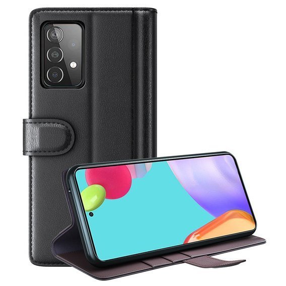 Etui z klapką do Samsung Galaxy A52 / A52s, Split Leather, czarne