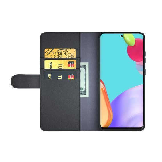 Etui z klapką do Samsung Galaxy A52 / A52s, Split Leather, czarne