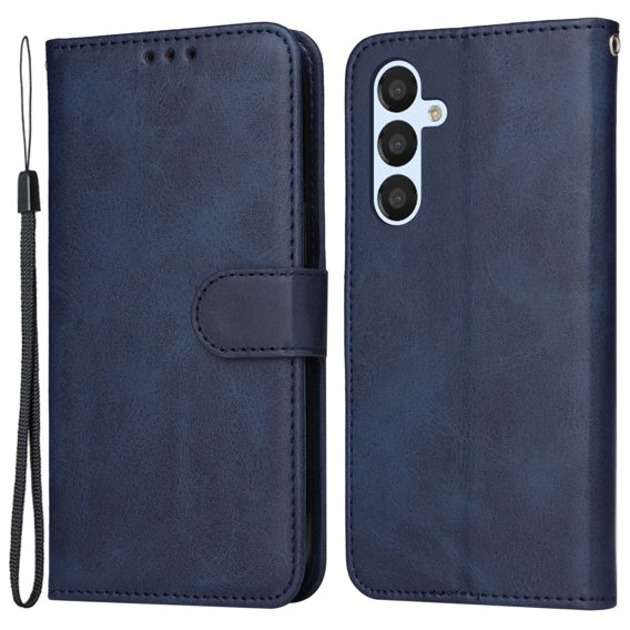 Etui z klapką do Samsung Galaxy A54 5G, Leather Wallet, granatowe