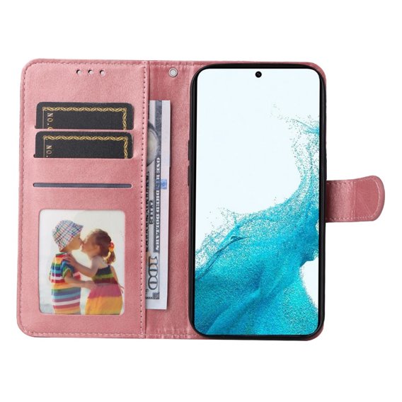 Etui z klapką do Samsung Galaxy A54 5G, Leather Wallet, różowe rose gold