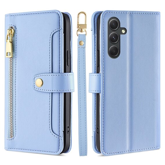 Etui z klapką do Samsung Galaxy A54 5G, Wallet Zipper Pocket, niebieskie