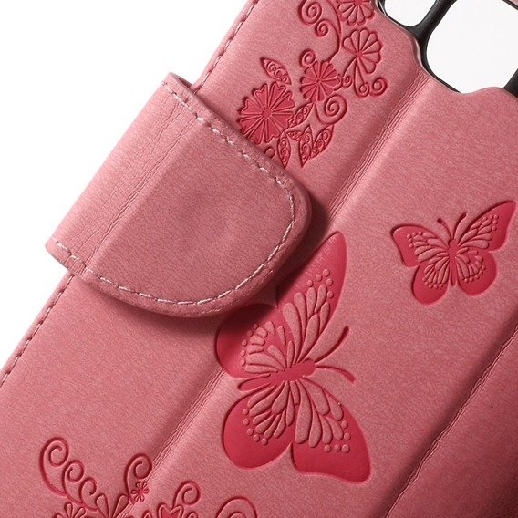 Etui z klapką do Samsung Galaxy J3 2016, Butterfly, różowe
