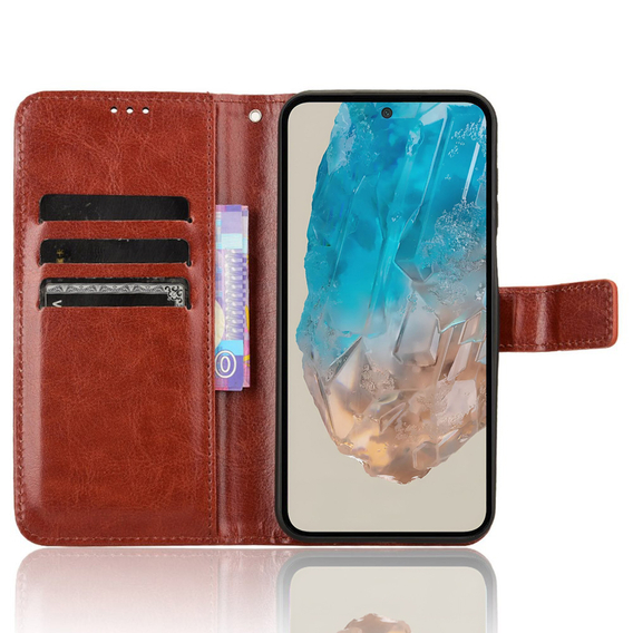 Etui z klapką do Samsung Galaxy M35, Crazy Horse Wallet, brązowe